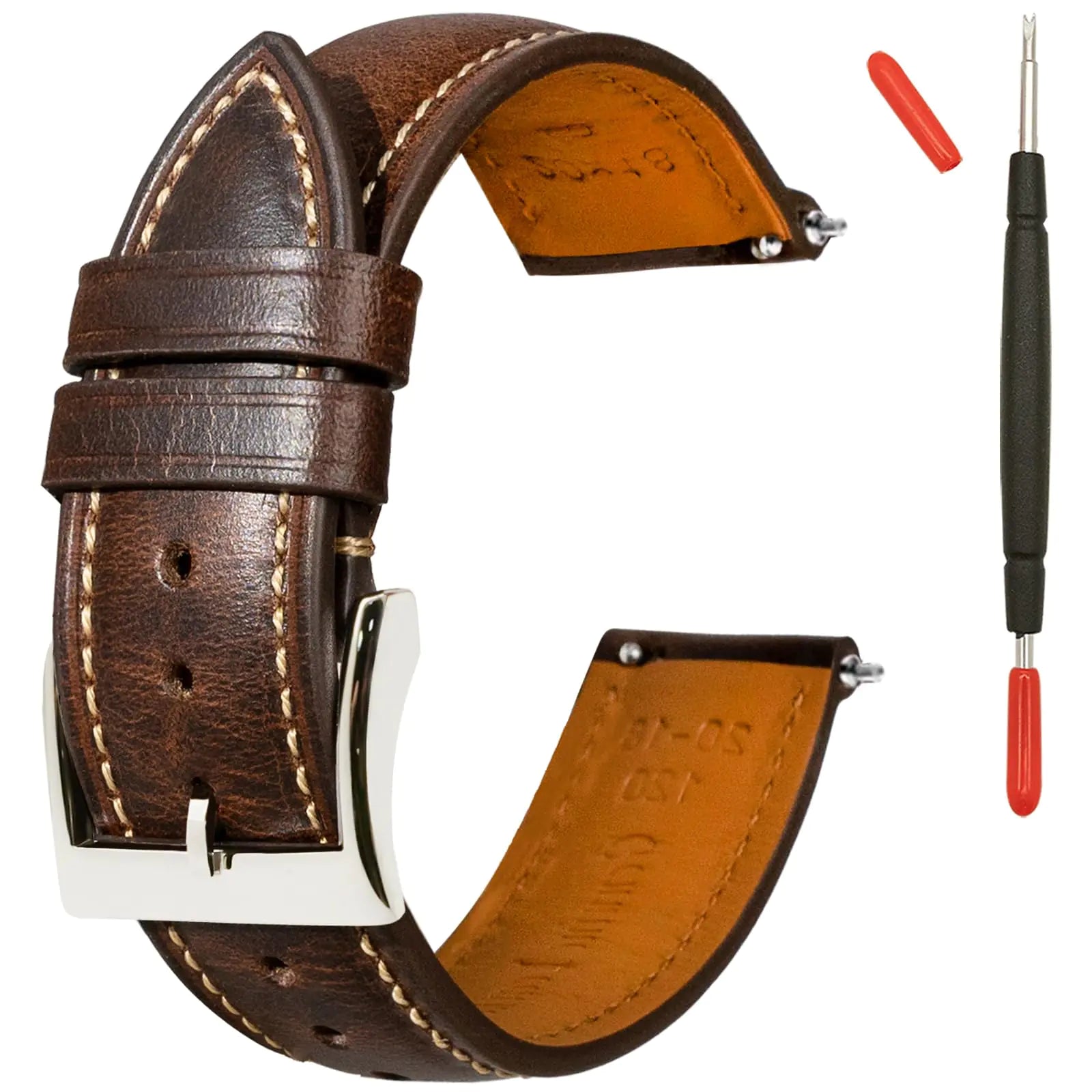 Gomvadr Quick Release Leather Watch Band 14mm 16mm 18mm 19mm 20mm 21mm 22mm 24mmVintage Oil Wax-tanned Pull-up Mens Watch Bands Replacement Watch Straps for Men Women