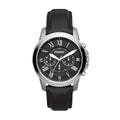 Fossil Mens Grant Quartz Stainless Steel and Leather Chronograph Watch Color: Silver Black (Model: FS4812)